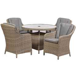 4 Seater - 5 Piece - Deluxe Rattan Round Imperial Dining Set - Table With 4 Imperial Chairs Including Cushions - Free Next Working Day Delivery (Mon-Fri)