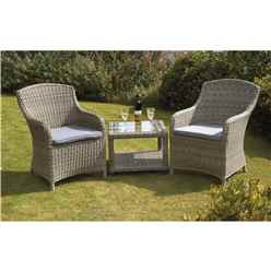 2 Seater - 3 Piece - Deluxe Rattan Imperial Companion Set - Side With 2 Imperial Chairs Including Cushion - Free Next Working Day Delivery (Mon-Fri)