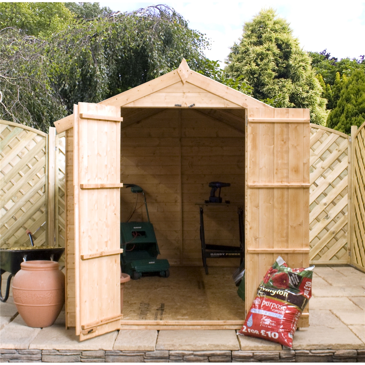 10 x 6 tongue and groove apex shed with double doors + 4