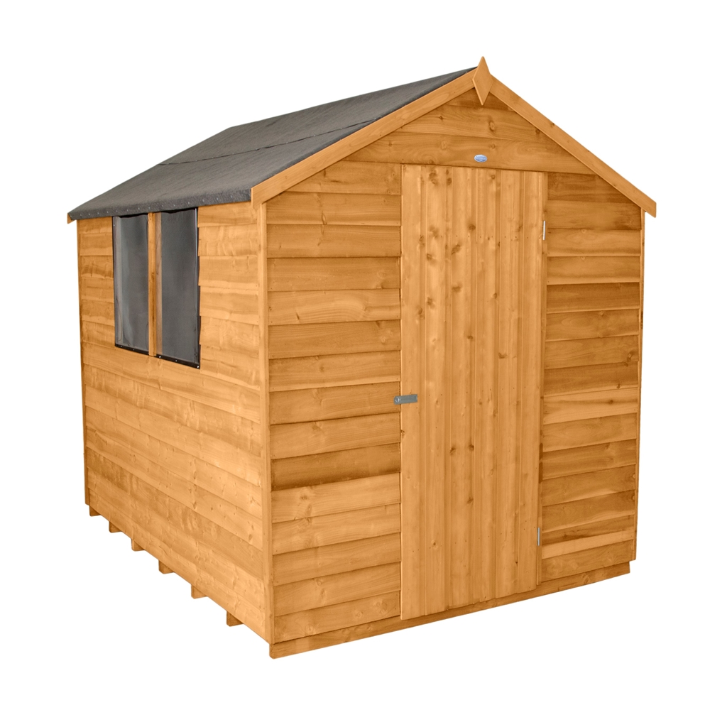 8 x 6 (2.4m x 1.9m) Overlap Apex Wooden Garden Shed With 2 