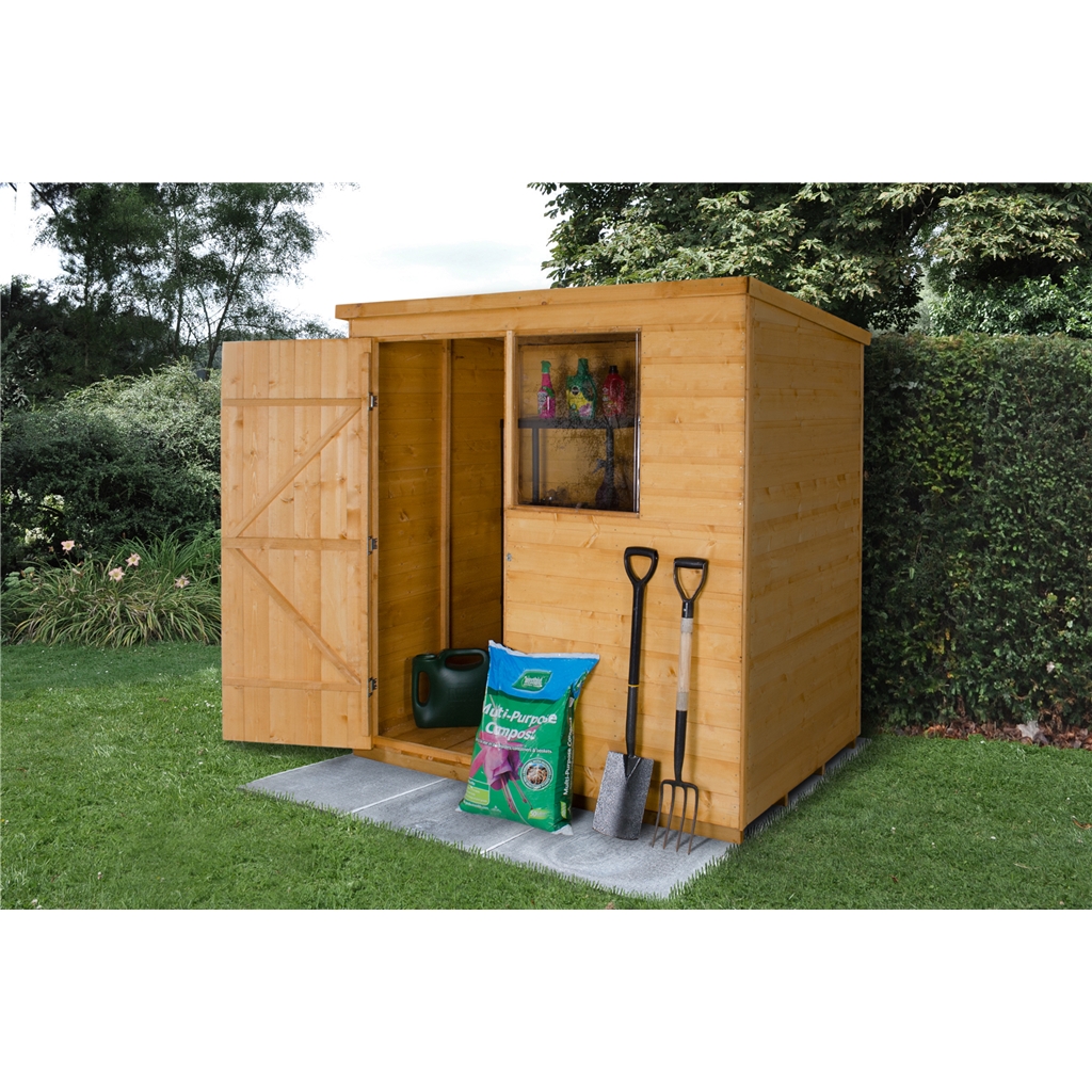 6 X 4 (1.8m X 1.3m) Shiplap Wooden Pent Shed With Single 