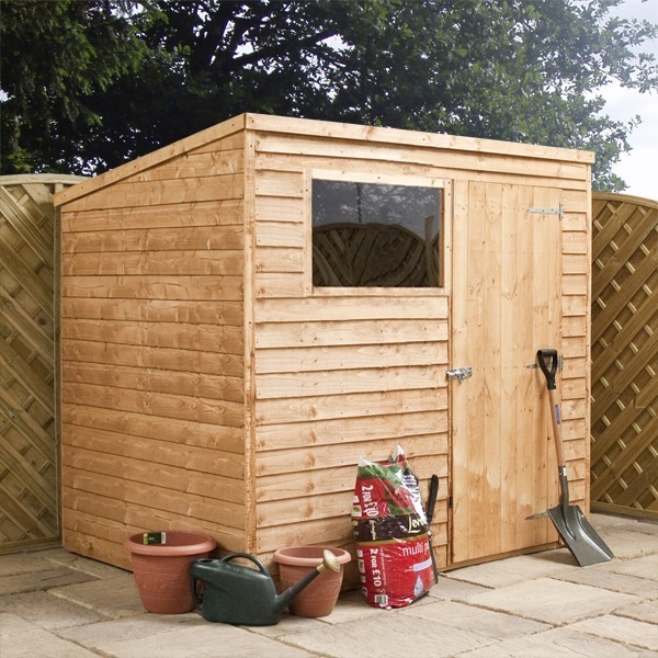 8 x 6 Cambridge Overlap Pent Shed With Single Door + 1 