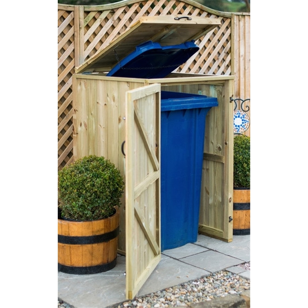Single Redwood Pressure Treated Wheelie Bin Store 140 Litre Bin