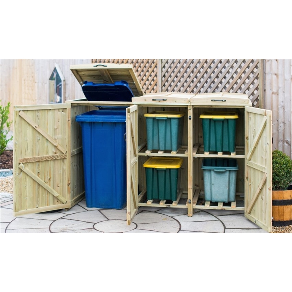 Wheelie Bin And Recycling Box Triple Chest Store 1 X Wheelie Bin + 4