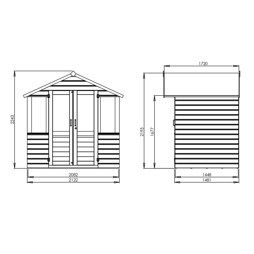 8 x 7 Devon Summerhouse (1/2 Styrene Glazed Doors 