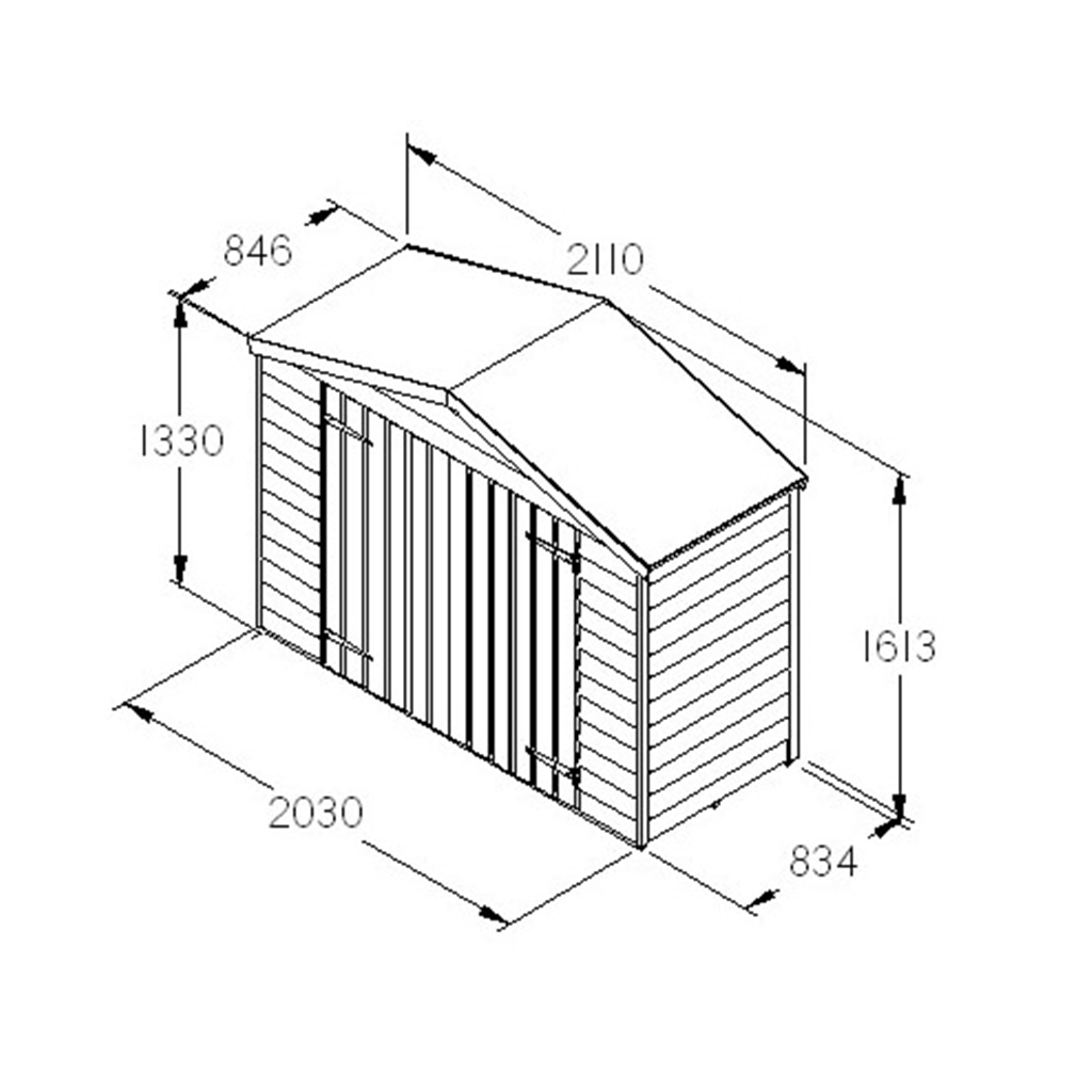 7ft X 3ft Overlap Bike Shed Assembled (213cm X 85cm) ShedsFirst