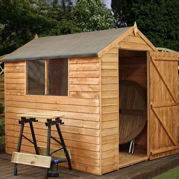 INSTALLED 7 x 5 Overlap Apex Shed With Single Door + 2