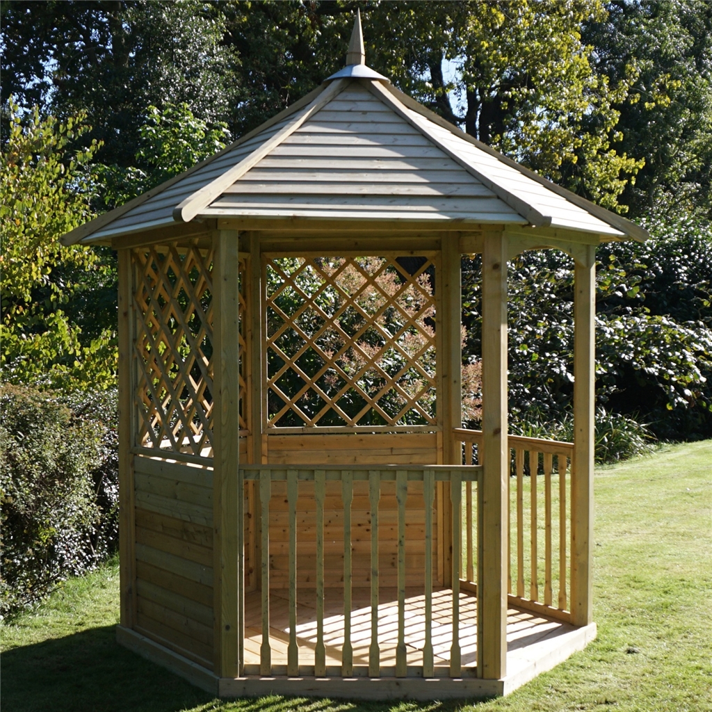 9' 3" x 9' 3" Diagonal Pressure Treated Trellis Gazebo (2.8m x 2.8m