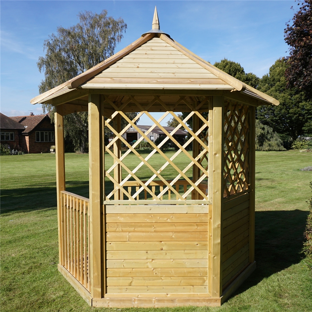 9' 3" x 9' 3" Diagonal Pressure Treated Trellis Gazebo (2.8m x 2.8m