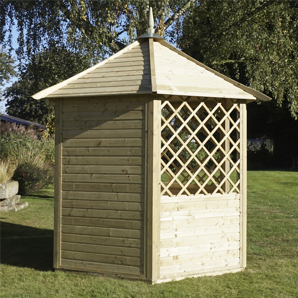 8' 1" x 9' 3" Half Open Pressure Treated Trellis Gazebo (2.5m x 2.8m