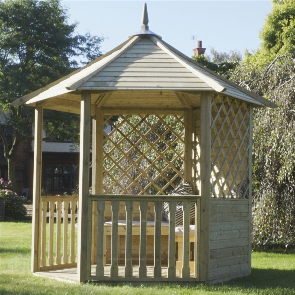8' 1" x 9' 3" Open Diagonal Pressure Treated Trellis Gazebo (2.5m x 2