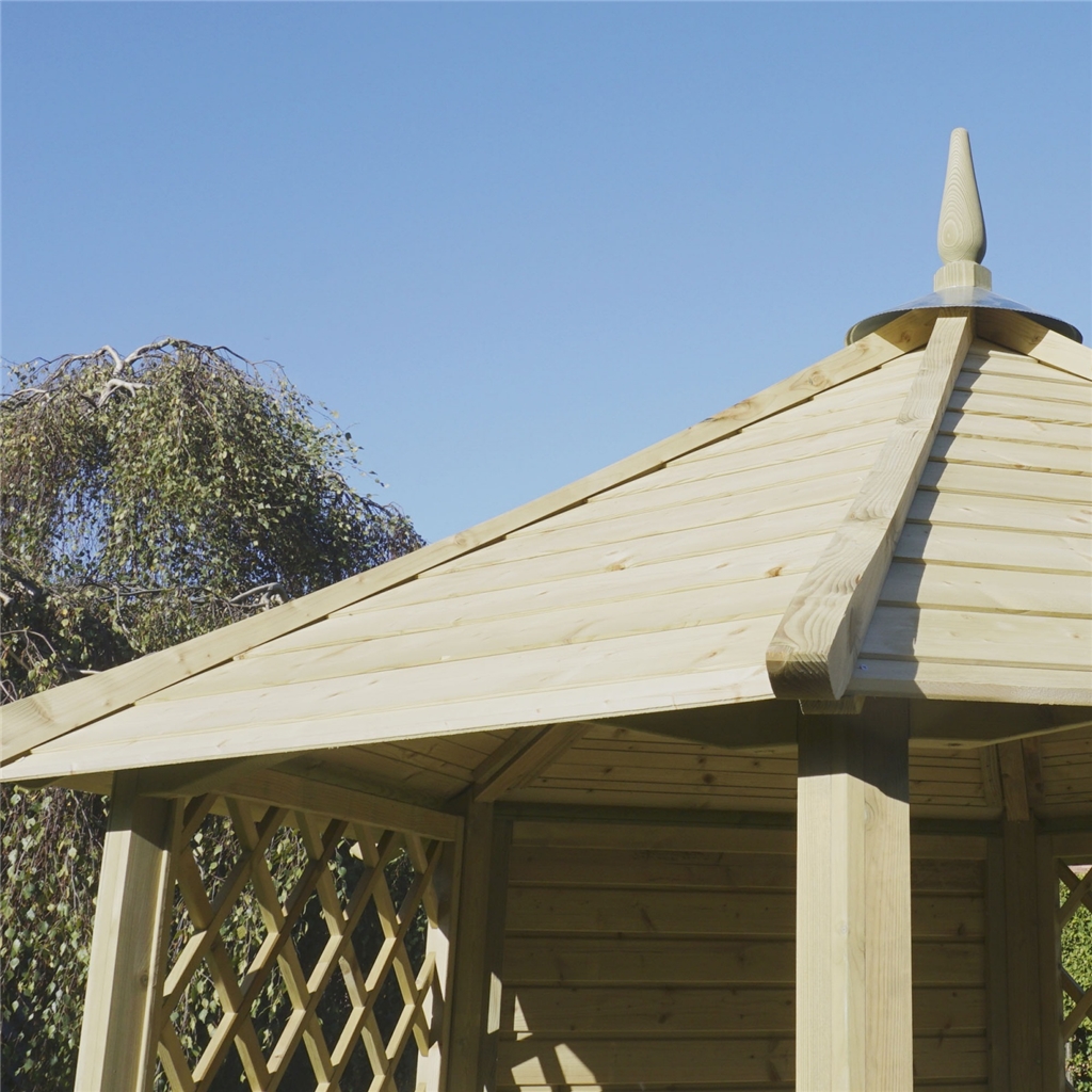 8' 1" x 9' 3" Open Diagonal Pressure Treated Trellis Gazebo (2.5m x 2