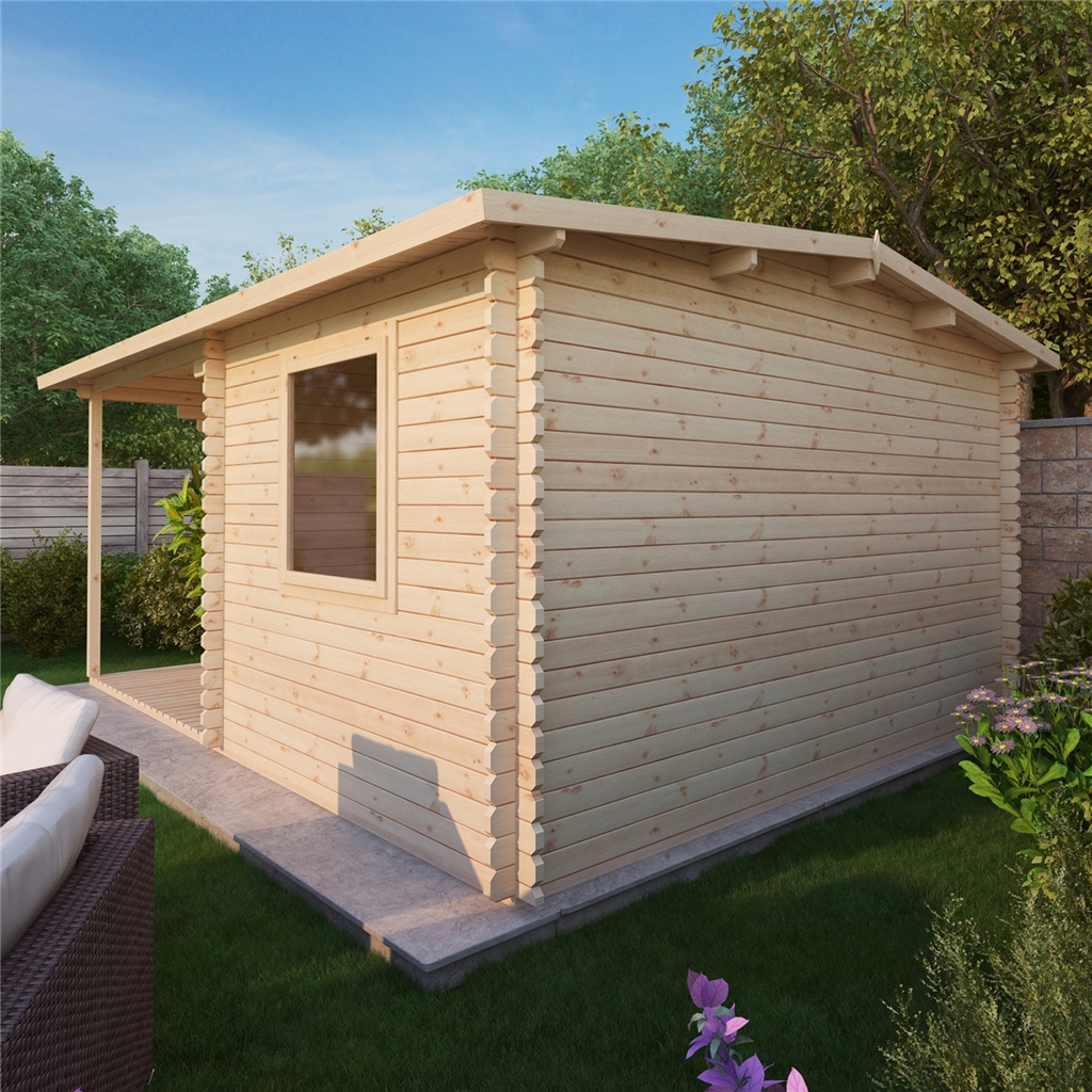 4m x 3m Reverse Apex Log Cabin (Single Glazing) + Free 