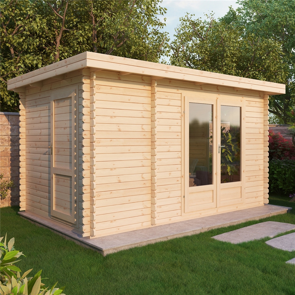 4m x 2.5m Pent Log Cabin (Single Glazing) + Free Floor 