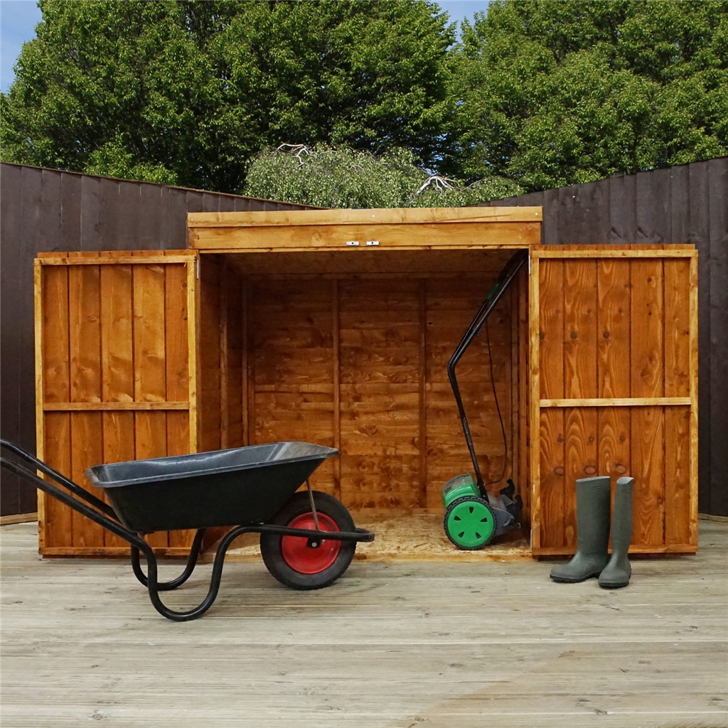 4' 8" x 3' Overlap Pent Mower Shed (10mm Solid OSB Floor 