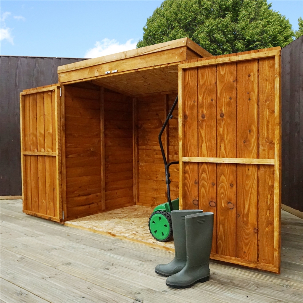 INSTALLED 4' 8" x 3' Overlap Pent Mower Shed (10mm Solid 