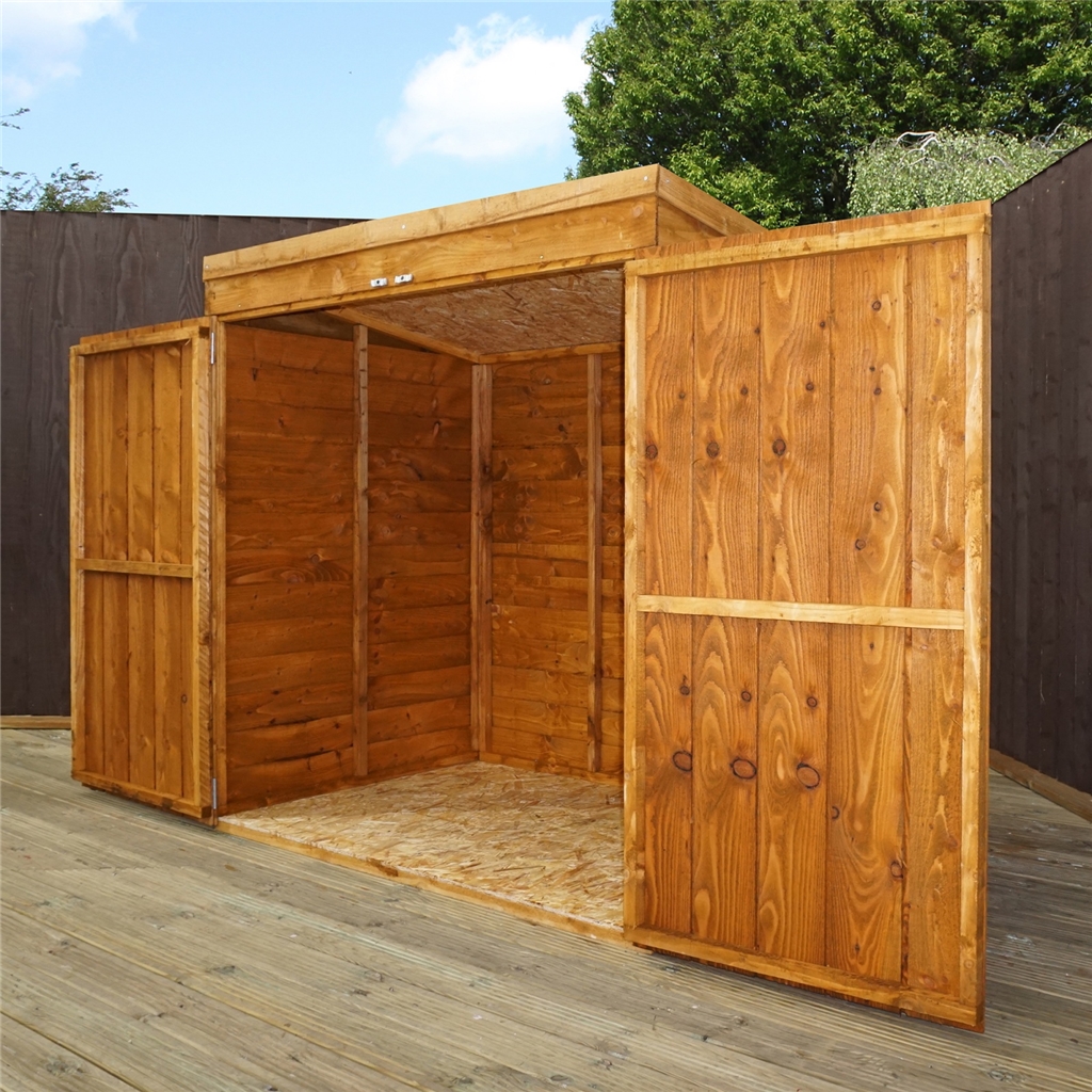 INSTALLED 4' 8" x 3' Overlap Pent Mower Shed (10mm Solid 