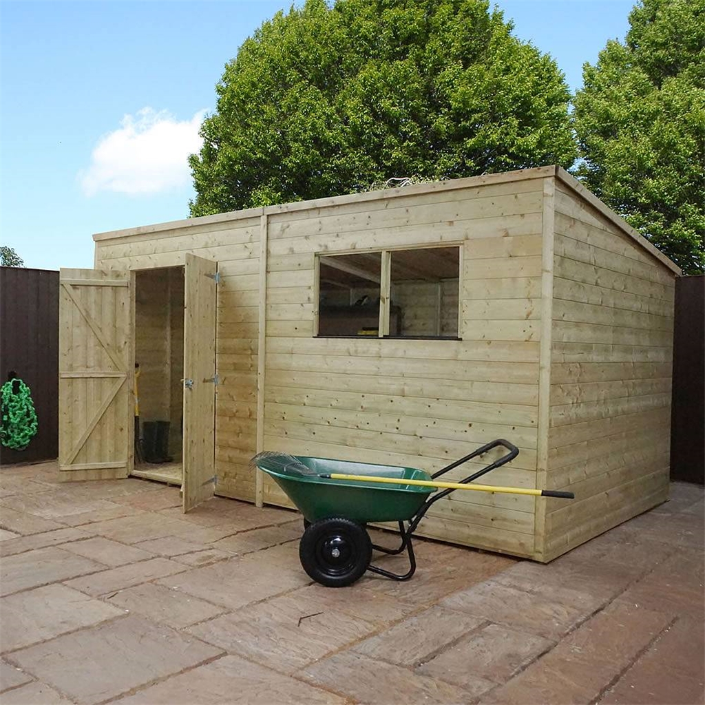 14 x 6 Warwick Shiplap Pressure Treated Pent Shed ShedsFirst