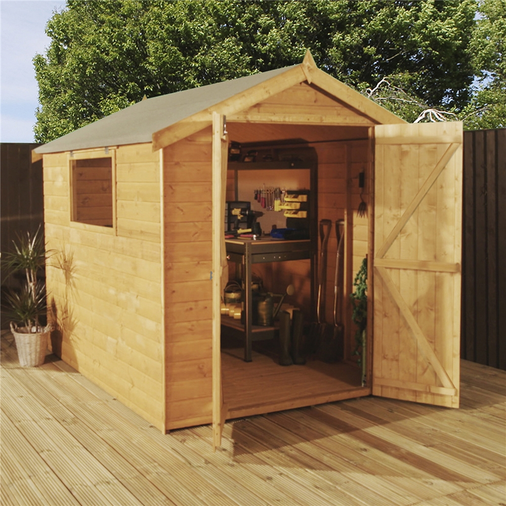 INSTALLED 8 x 6 Premier Tongue and Groove Apex Shed With Double Doors