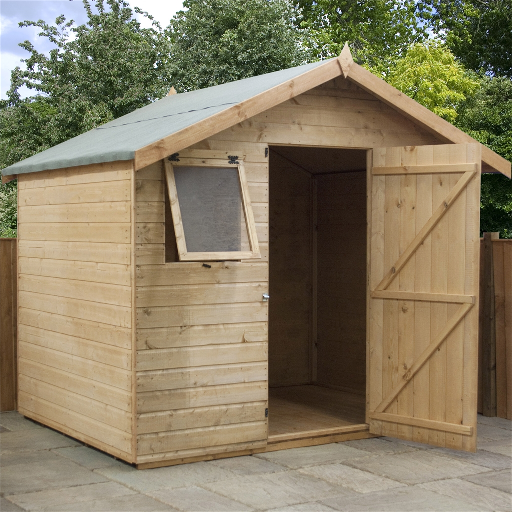 6 x 8 Reverse Premier Tongue and Groove Apex Shed With Single Door + 2