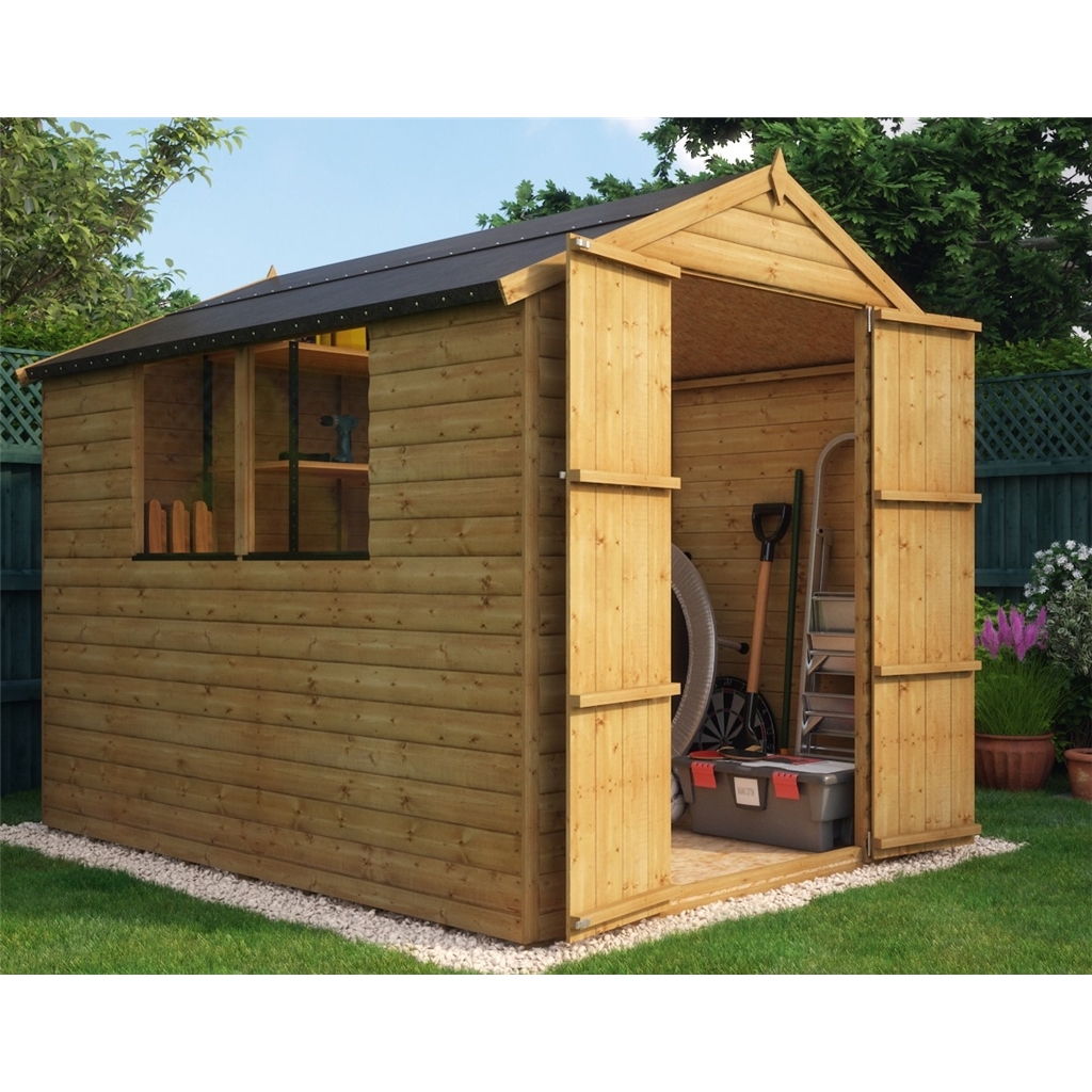 8ft x 6ft Loglap Shed with 2 Windows and Double Doors 