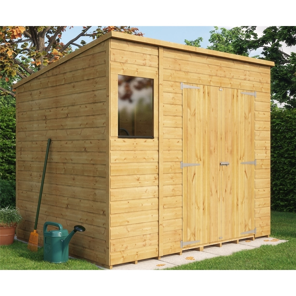 8ft x 6ft Shiplap Pent Shed With Double Doors and 1 Window ShedsFirst