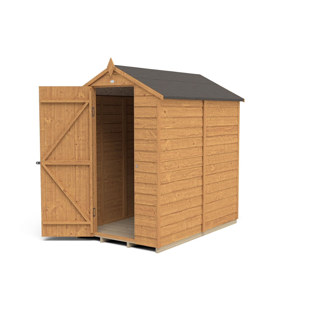 6 x 4 overlap apex wooden garden security shed windowless