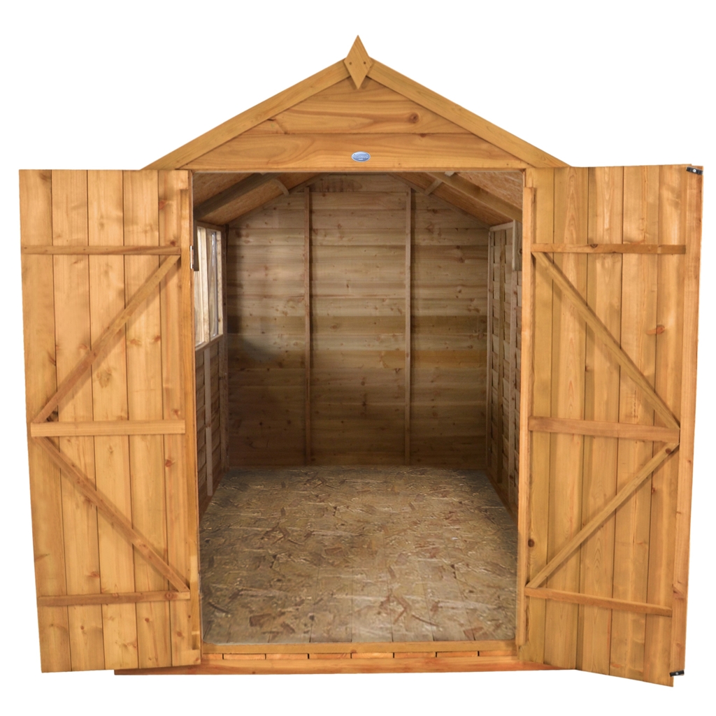 INSTALLED 10 x 8 Overlap Apex Wooden Garden Shed + Double Doors + 4