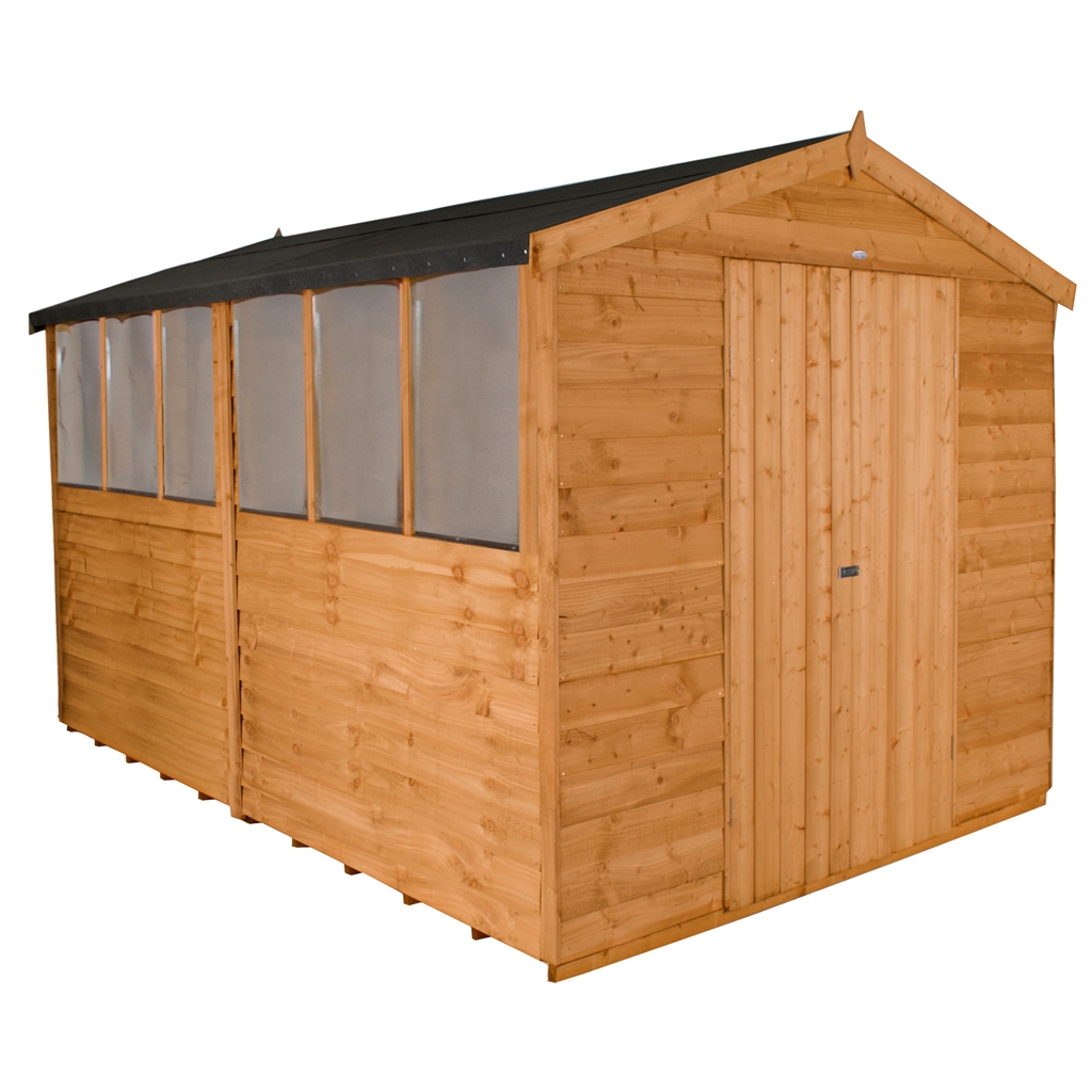 12ft x 8ft Overlap Apex Wooden Garden Shed With 6 Windows ...