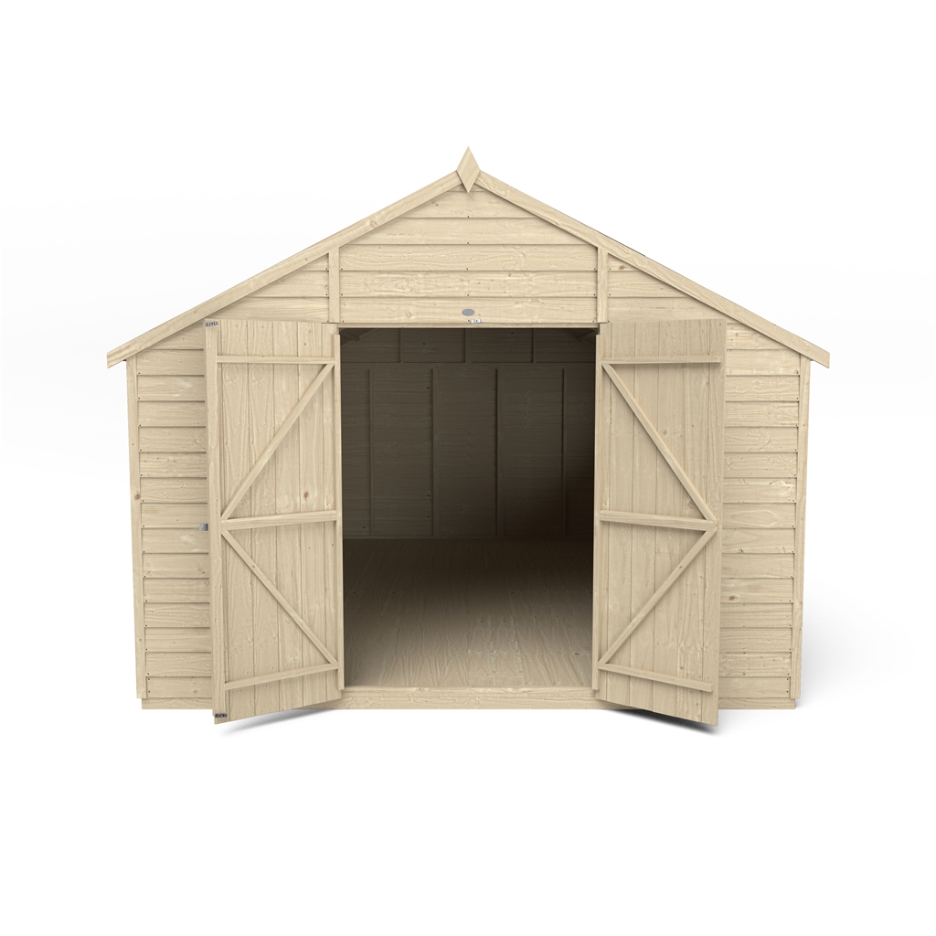 10ft X 15ft Apex Overlap Pressure Treated Shed - Double Door With 6 ...