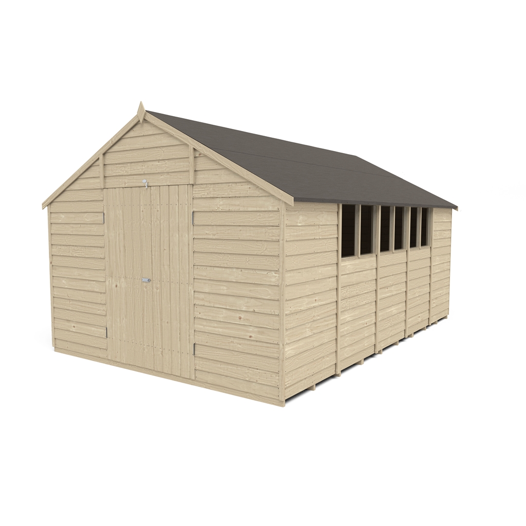 Installed 10ft X 15ft Apex Overlap Pressure Treated Shed - Double Door ...