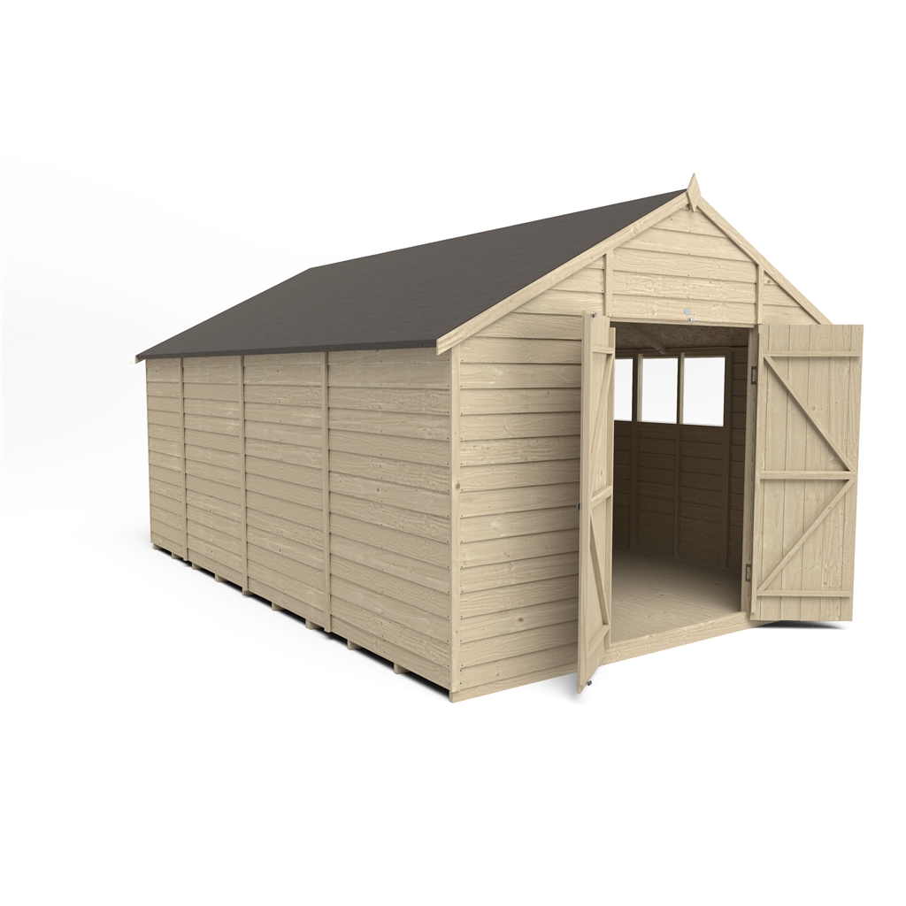 Installed 10ft X 15ft Apex Overlap Pressure Treated Shed - Double Door ...