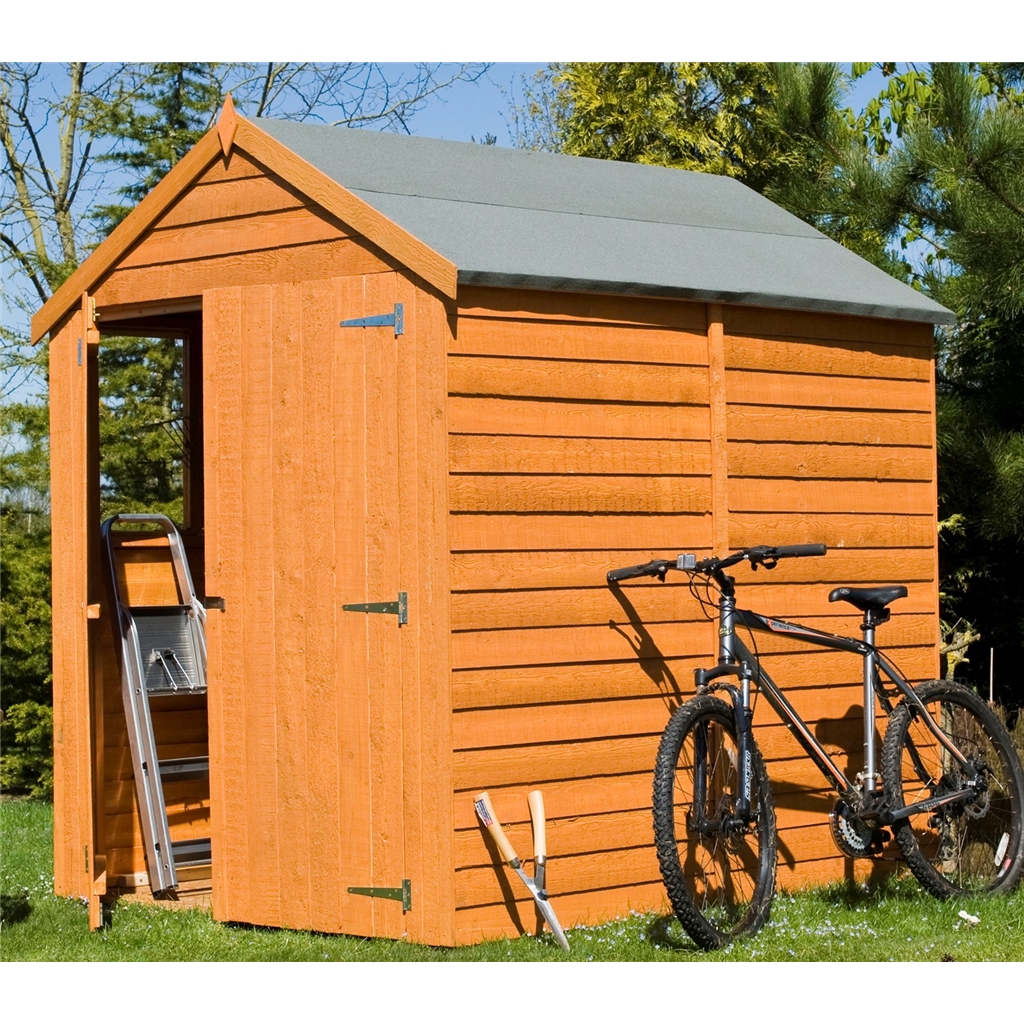 Installed 7 X 5 (2.04m X 1.61m) Overlap Dip Treated Apex Garden Shed 4 Windows Double