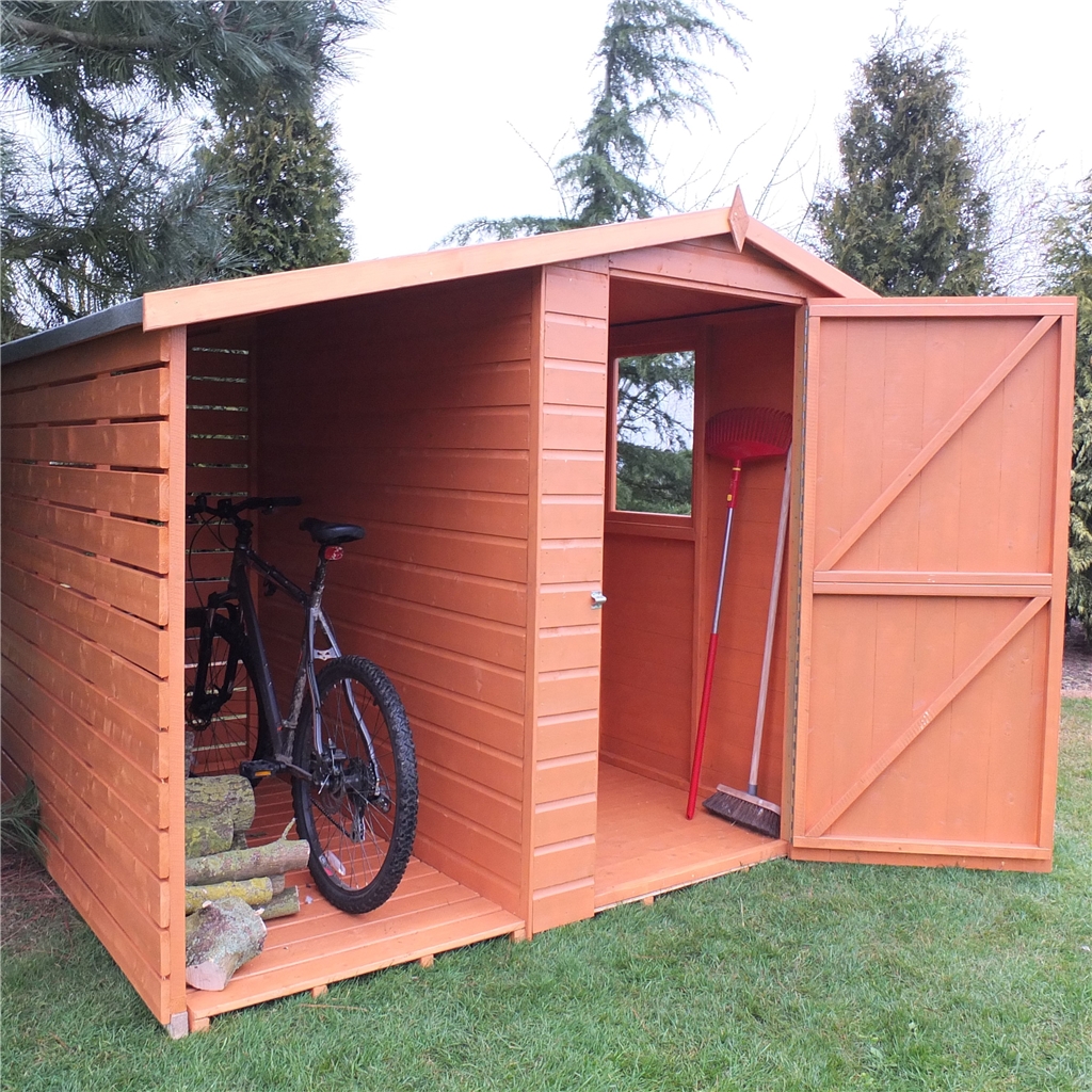 7 x 6 tongue and groove apex shed with log store - single