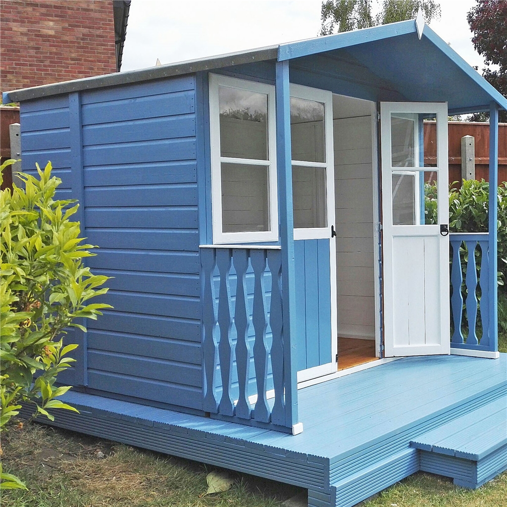 Installed 7 X 7 (2.05m X 1.55m) Premier Wooden Summerhouse Double Doors Side Windows
