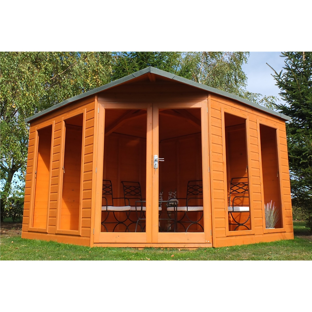 Installed 10 X 10 (3.16m X 3.16m) Premier Corner Wooden Summerhouse