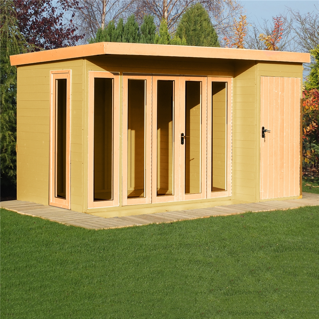 Summer House 12 X 12 12 X 8 (3.59m X 2.39) - Premier Pent Wooden Summerhouse - 4 Windows