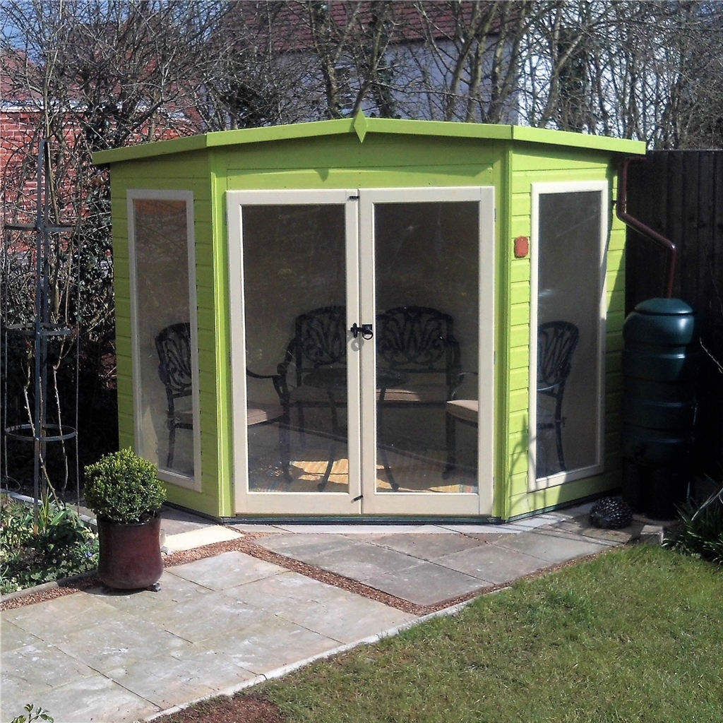 Installed 7 X 7 (2.69m X 2.05m) Premier Corner Wooden Summerhouse