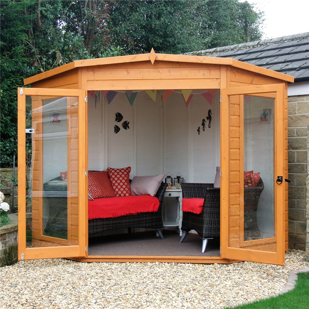 Installed 7 X 7 (2.69m X 2.05m) Premier Corner Wooden Summerhouse