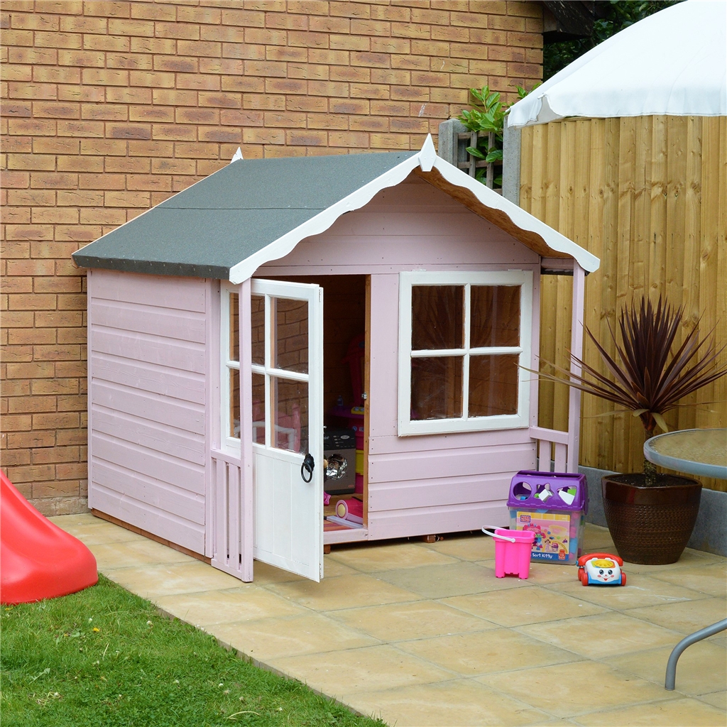 wooden playhouse with veranda