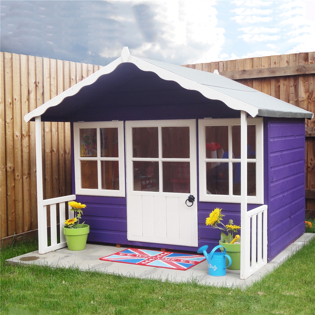 wooden playhouse with veranda