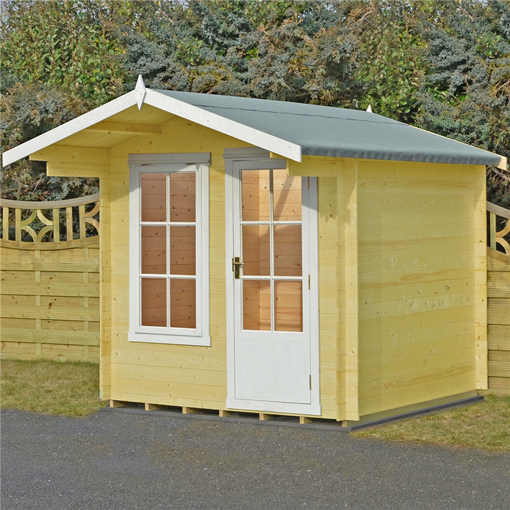 2m X 2m Premier Apex Log Cabin With Interchangeable Door And Window + Free Floor & Felt (19mm