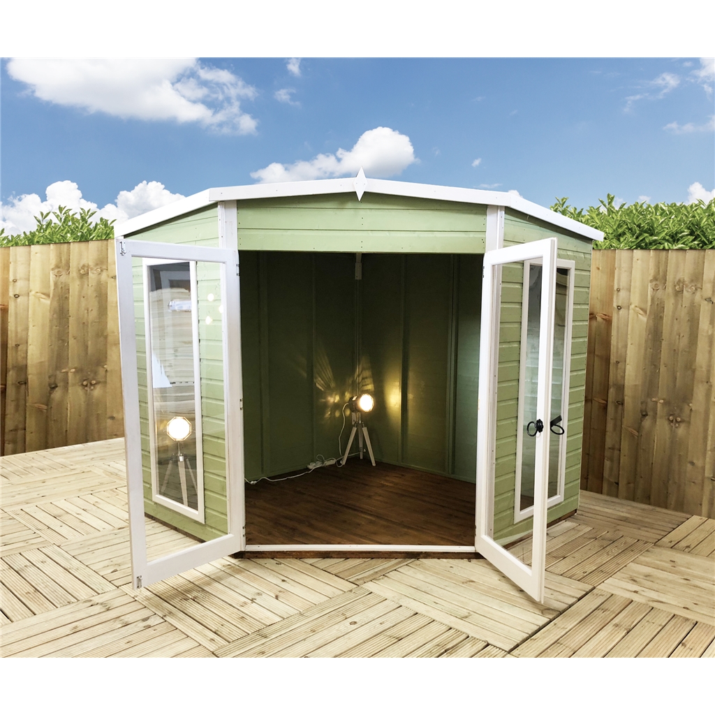 10 X 10 Premier Corner Wooden Summerhouse Double Doors 12mm T&g