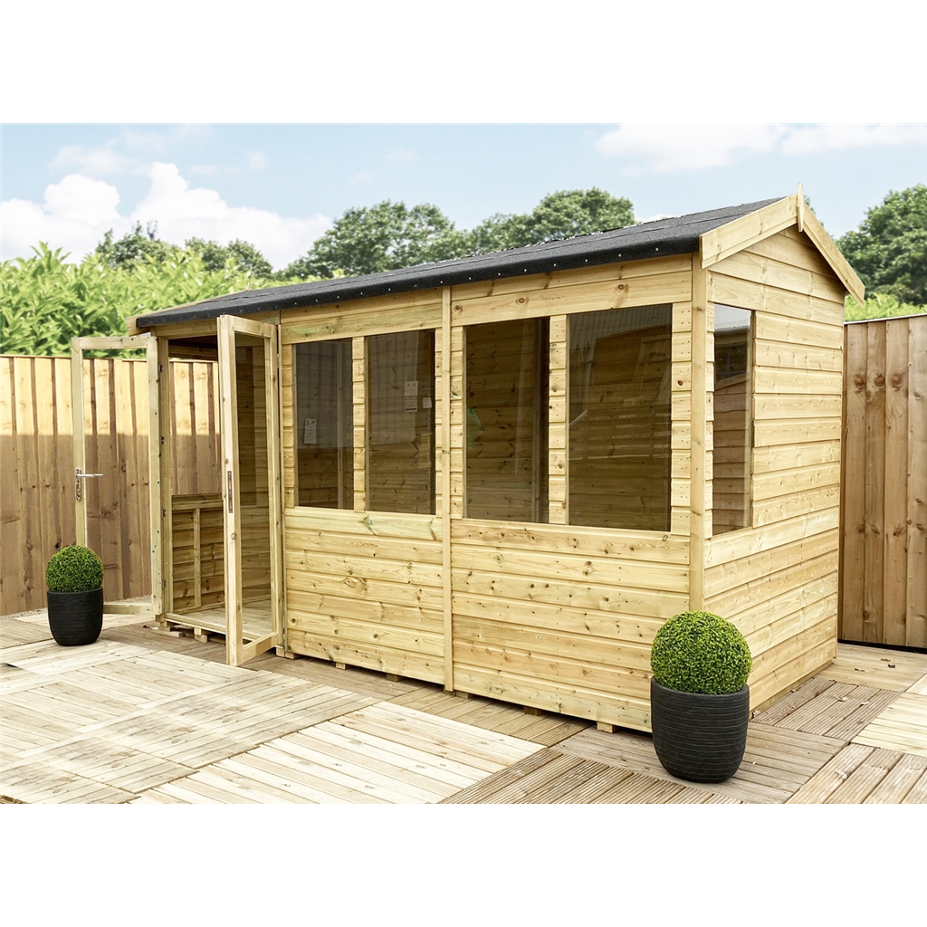 12 X 6 Reverse Pressure Treated Tongue And Groove Apex Summerhouse With Higher Eaves And Ridge