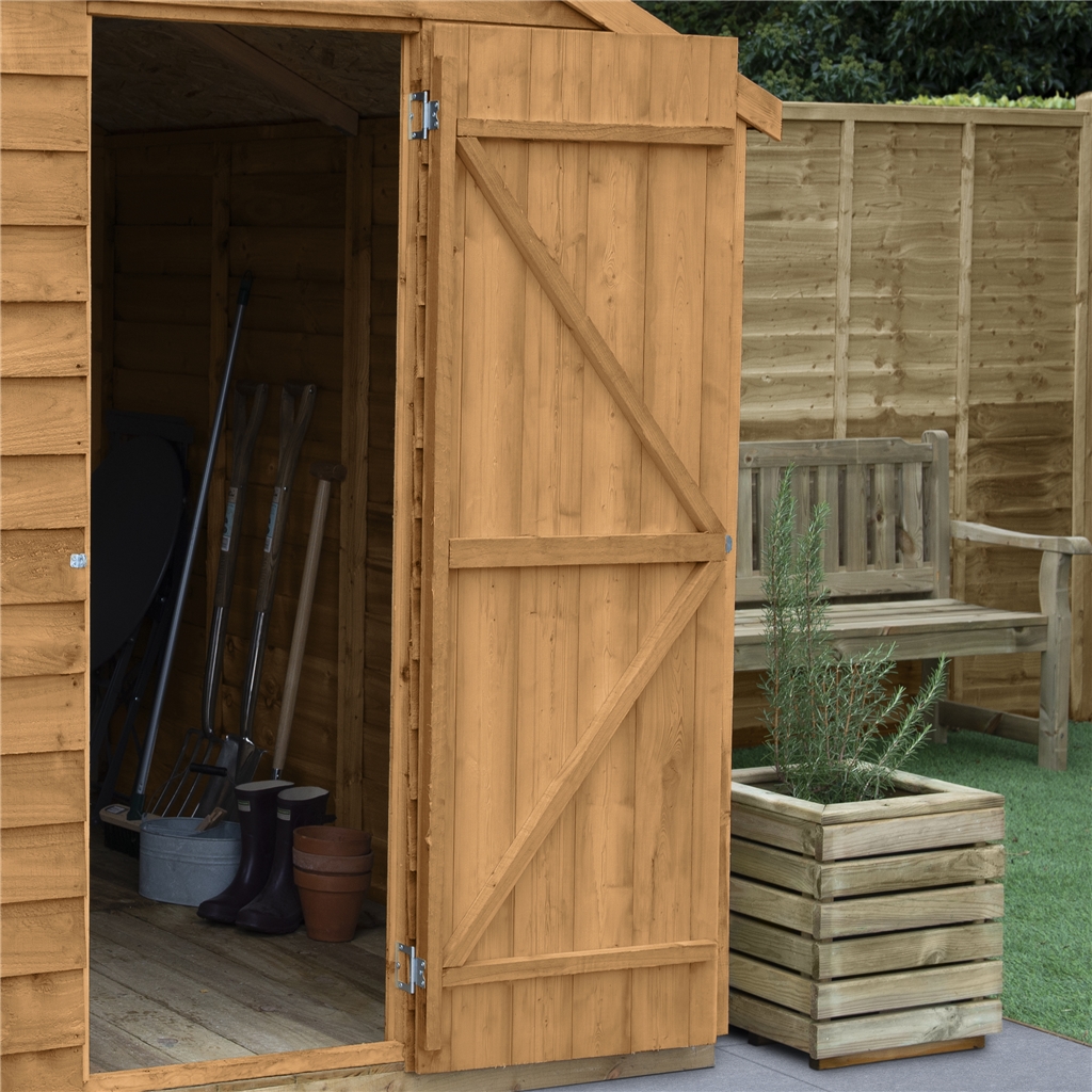 4 X 6 Overlap Apex Wooden Garden Security Shed Windowless (1.3m X 1.8m