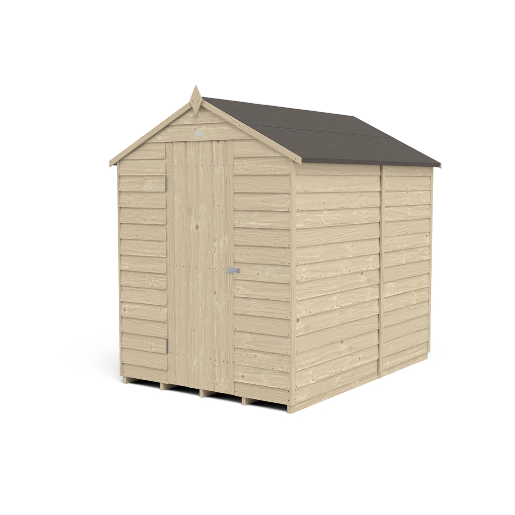 7ft X 5ft (1.5m X 2.2m) Pressure Treated Overlap Apex Wooden Garden Shed With Single Door And