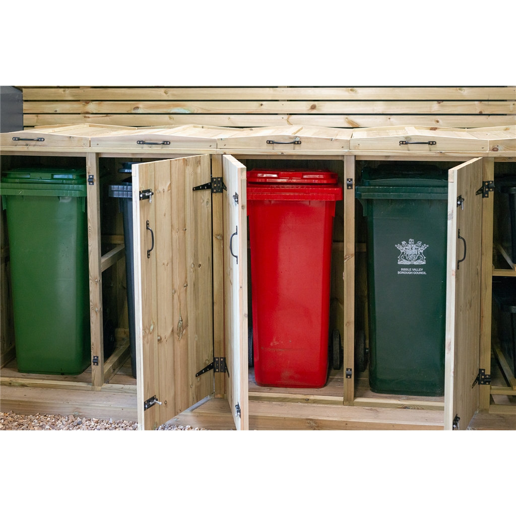 Wheelie Bin And Recycling Box Triple Chest Store 4 X Wheelie Bin + 2