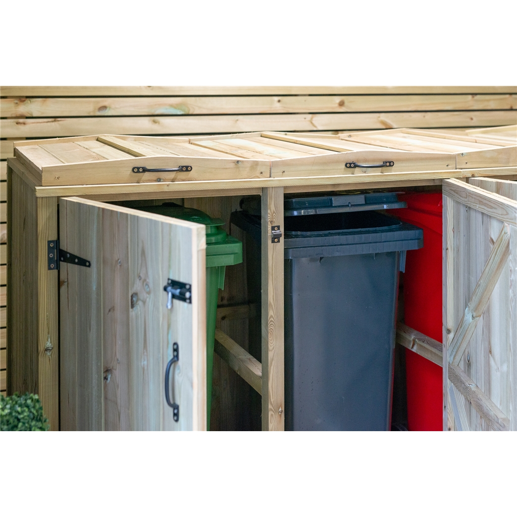 Wheelie Bin And Recycling Box Triple Chest Store 4 X Wheelie Bin + 2