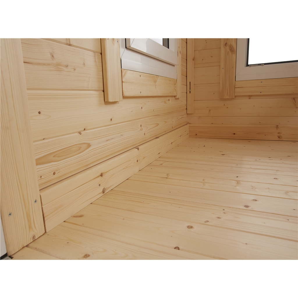 4.8m x 3m (16ft x 10ft) Premium 44mm Pent Log Cabin uPVC Double Doors
