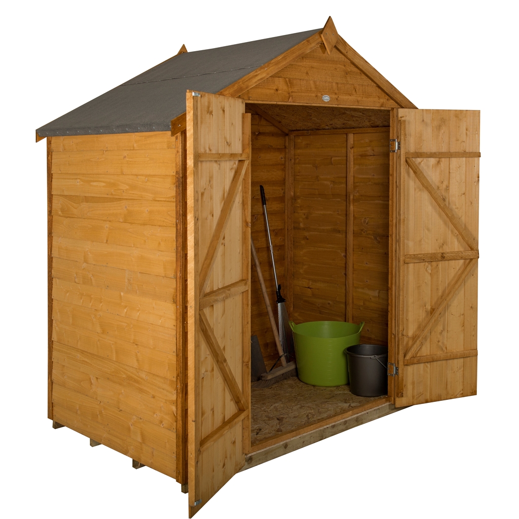 INSTALLED 4ft x 6ft Overlap Dip Treated Apex Shed - Double 